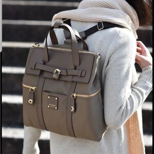 Henri Bendel Dark Gray Nylon Convertible Backpack Handbag